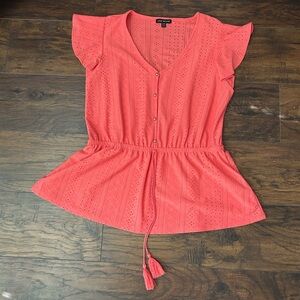 Lane bryant Coral Button-Down Eyelet Top size 14/16